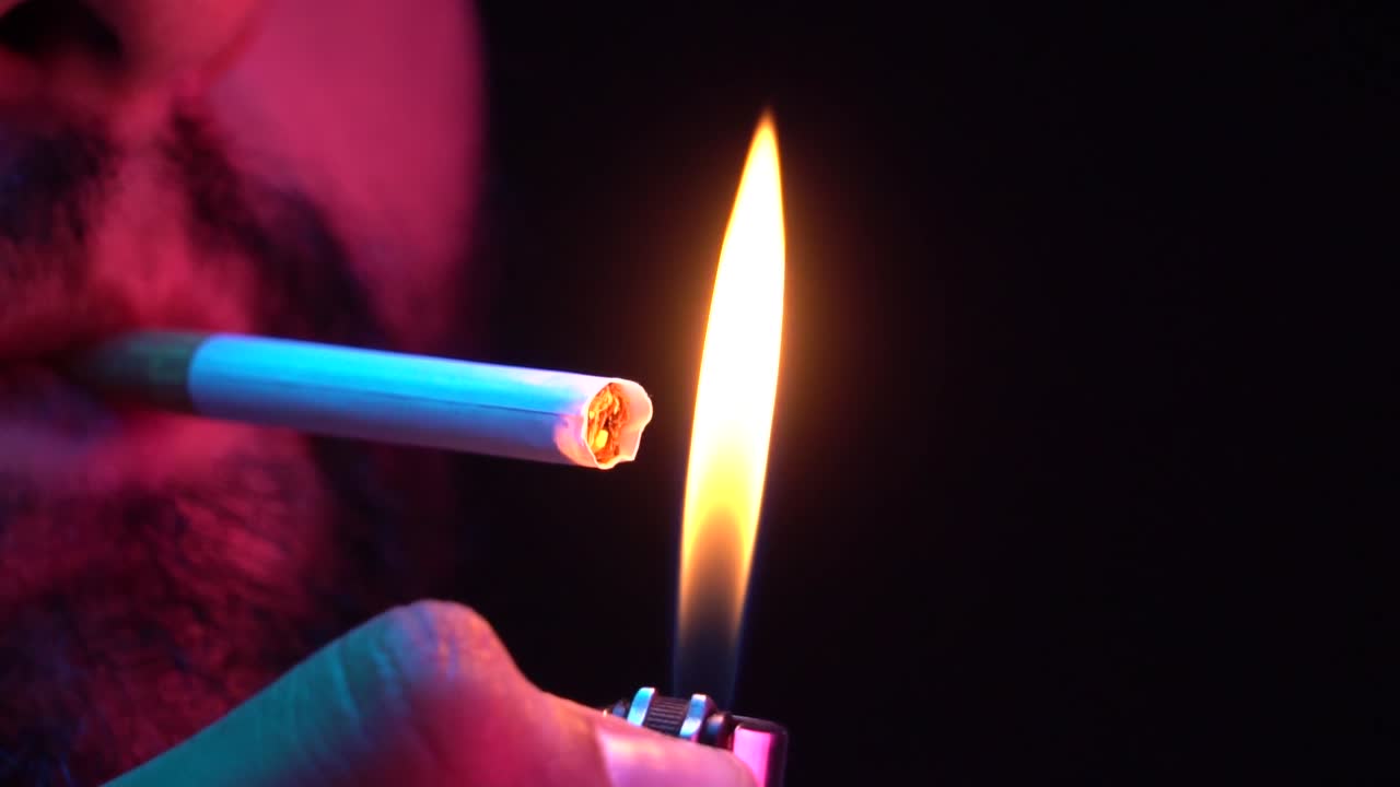lighting cigarette in slow motion
