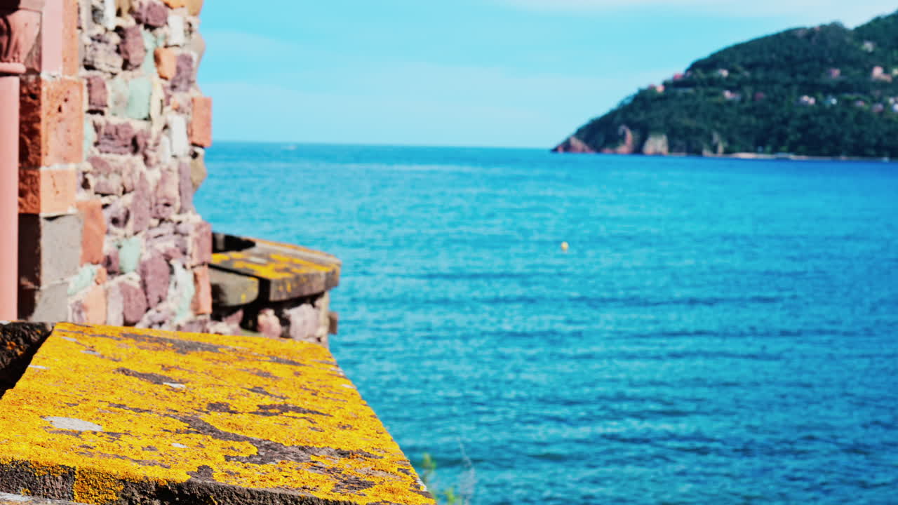 View of the Mediterranean sea from the Chateau de la Napoule Castle in Mandelieu-La Napoule, France