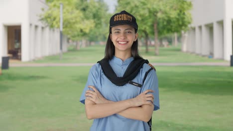 portrait of happy indian female security guard