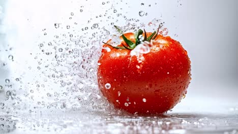 fresh tomato splashing in water