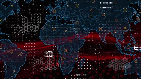 animation of world map and data processing