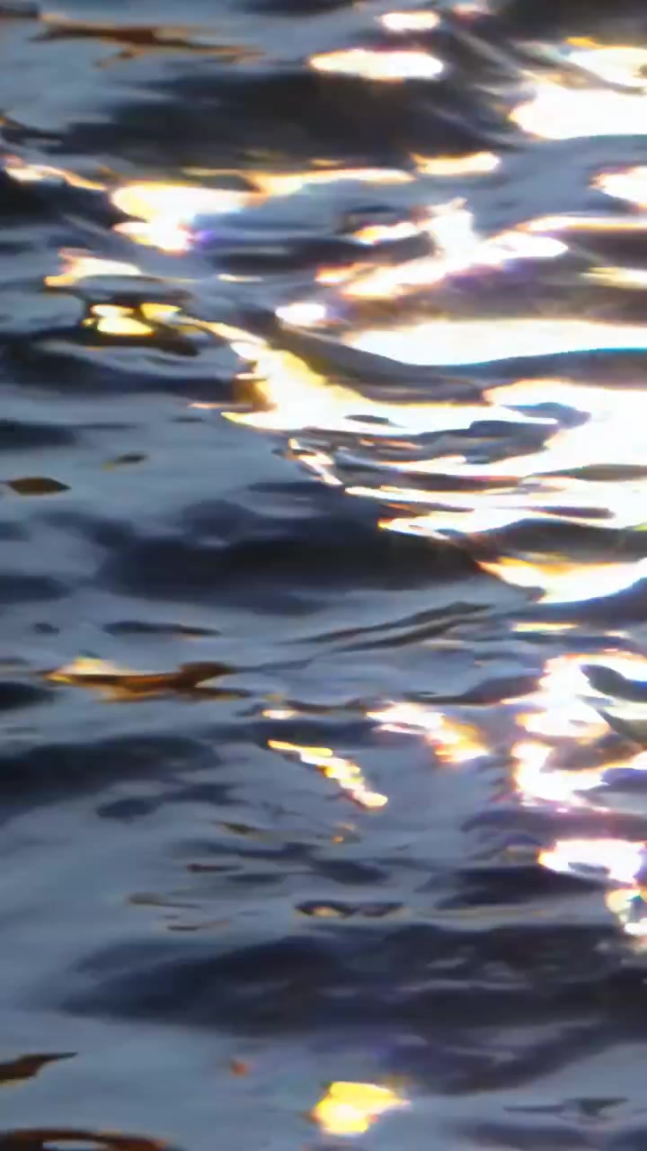 Reflets du soleil sur une surface d'eau ondulante au coucher du soleil