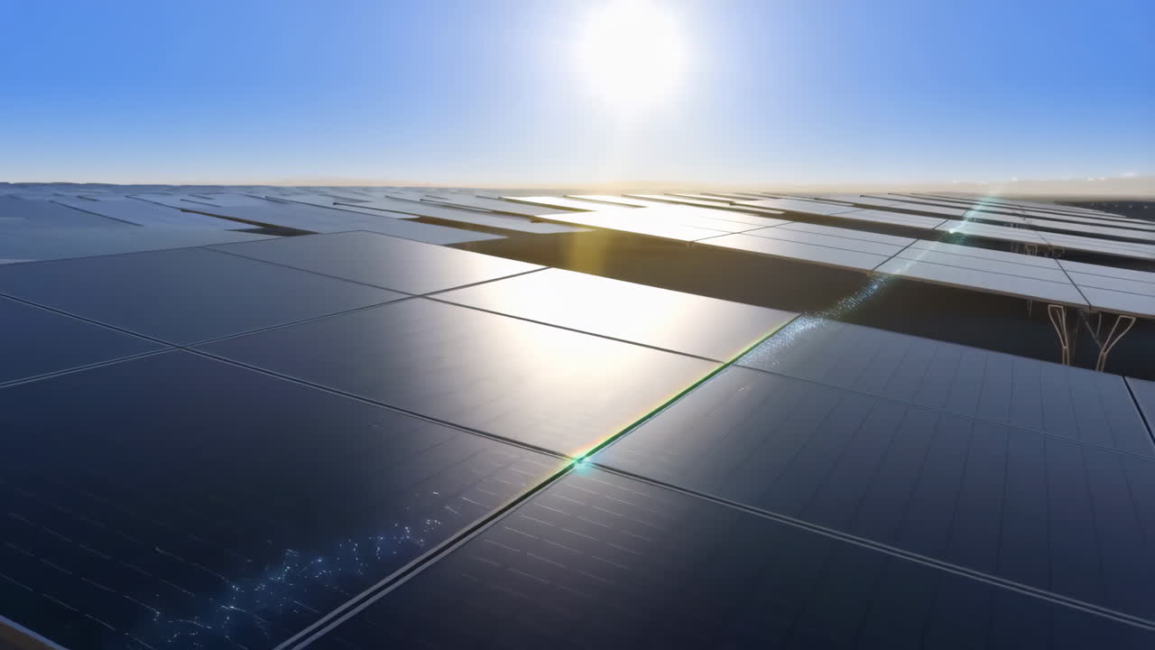 Solar Panels Under Bright Sun
