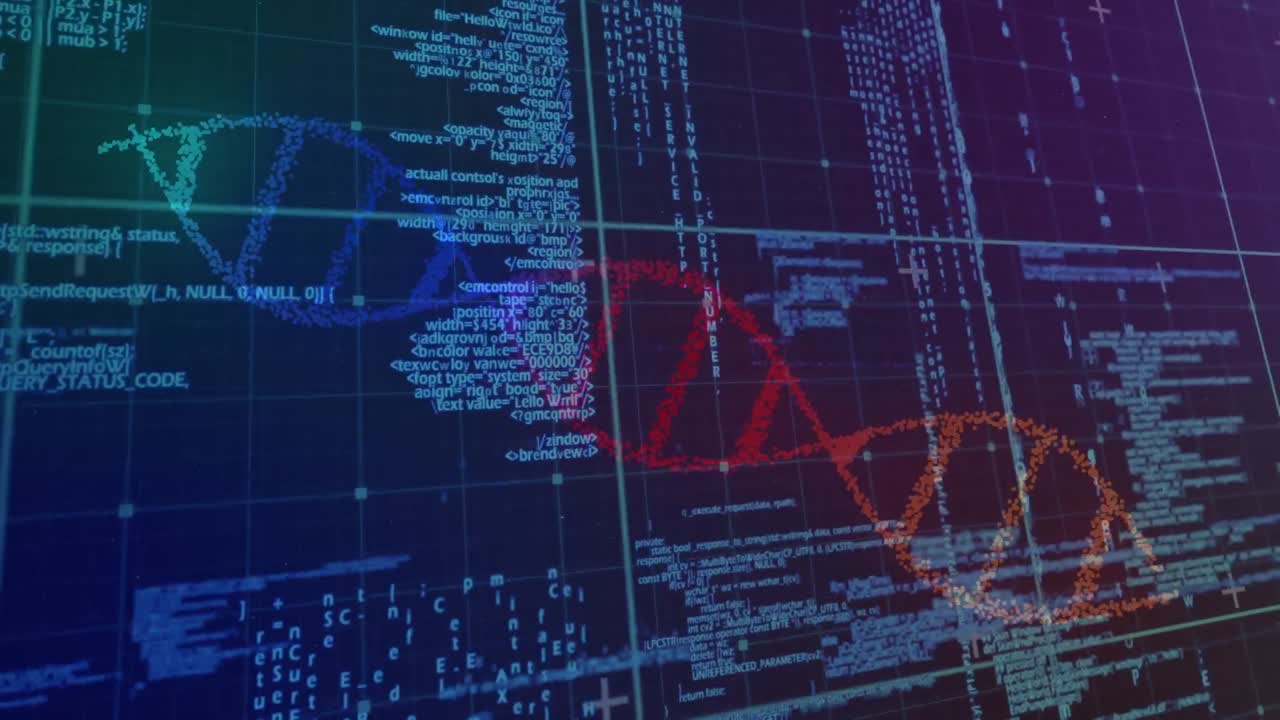 animación de pantalla digital con datos biológicos sobre el fondo de la marina