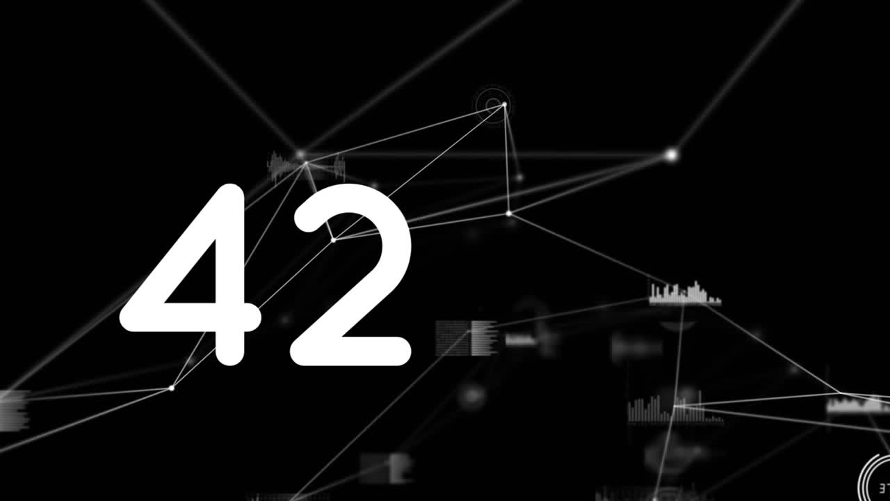 Animazione di numeri che cambiano su rete di connessioni con statistiche