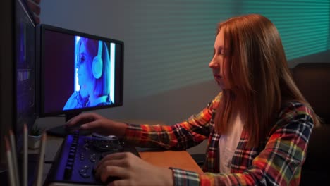 Teenager Using Editing Software
