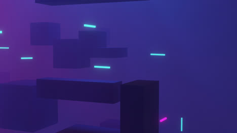 animation of 3d cubes and blue background