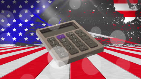 Animation-of-calculator-over-flag-of-usa