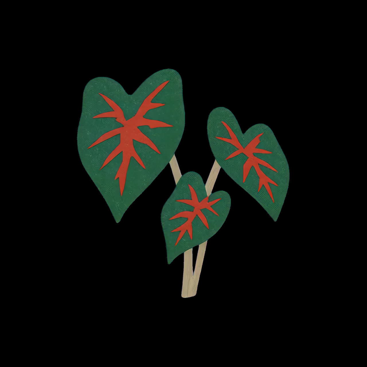 Minimalist plant illustration animation isolated asset, transparent 4K video, alpha channel, ProRes