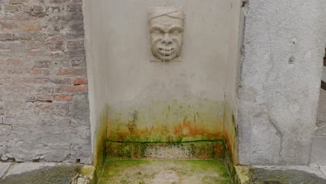 ancient mossy water fountain in the old town of mantua in lombardy, italy