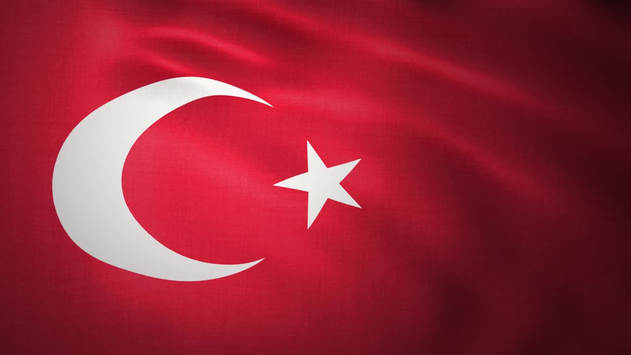 Flag of Turkey - 4K high resolution flag of Republic of Turkey, evolving in the wind. 3D rendering