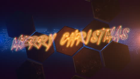 Merry-Christmas-on-motherboard-and-hexagons-pattern