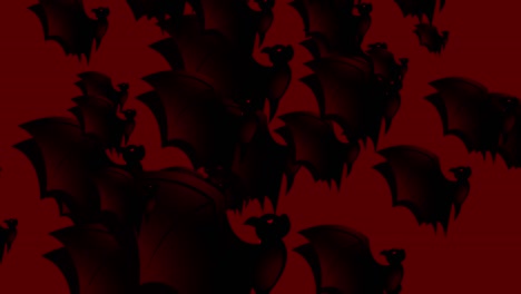 halloween bat - halloween concept - bats flapping their wings upwards -  loopable - hundreds of bat rush upwards - halloween - halloween flying bats endless loop - bat loopable - red background - red color - а flock of bats