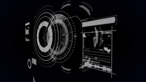 animación del escaneo del alcance y el procesamiento de datos sobre fondo negro