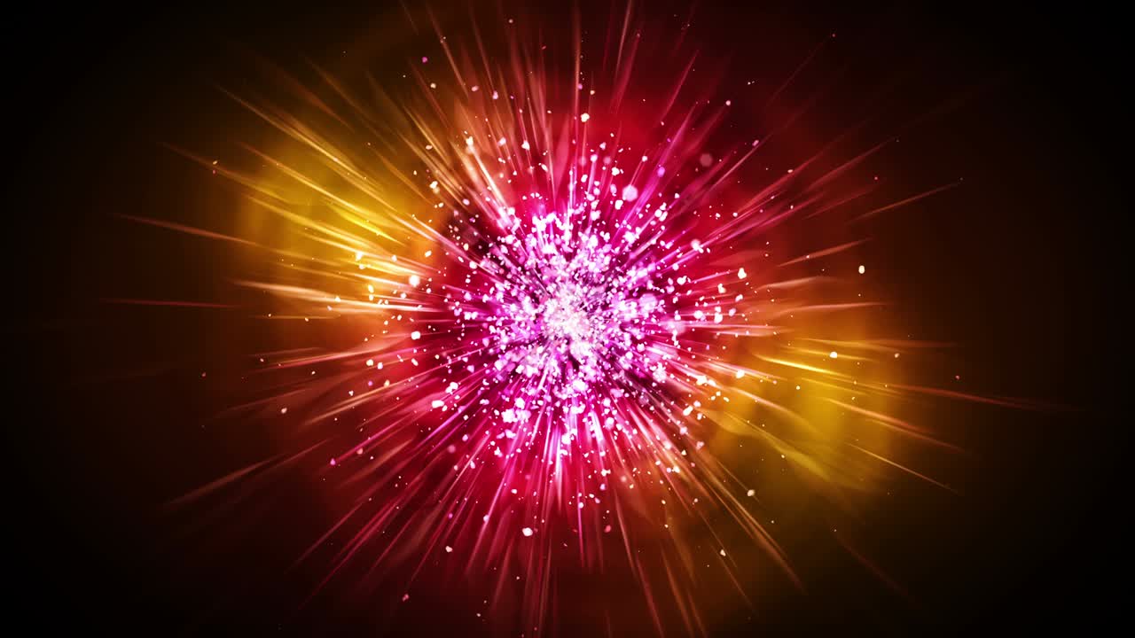 lujosas luces brillantes con partículas parpadeantes. brillo animación de bucle vintage. circular. hexagonal. lineal. concepto de decoraciones de pantalla. rojo y amarillo.