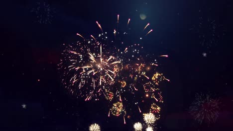 abstract colored firework in night sky loop animation background birthday anniversary celebration