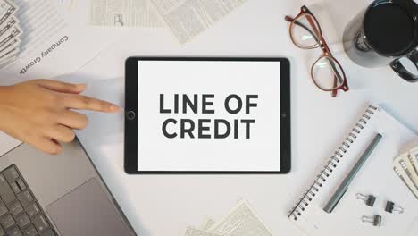 line of credit displaying on a tablet screen