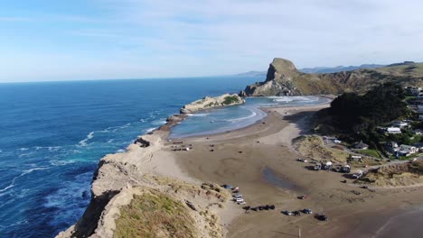 Lugar-Exótico-Ideal-Para-El-Fin-De-Semana-En-Castlepoint-Nueva-Zelanda-Aérea