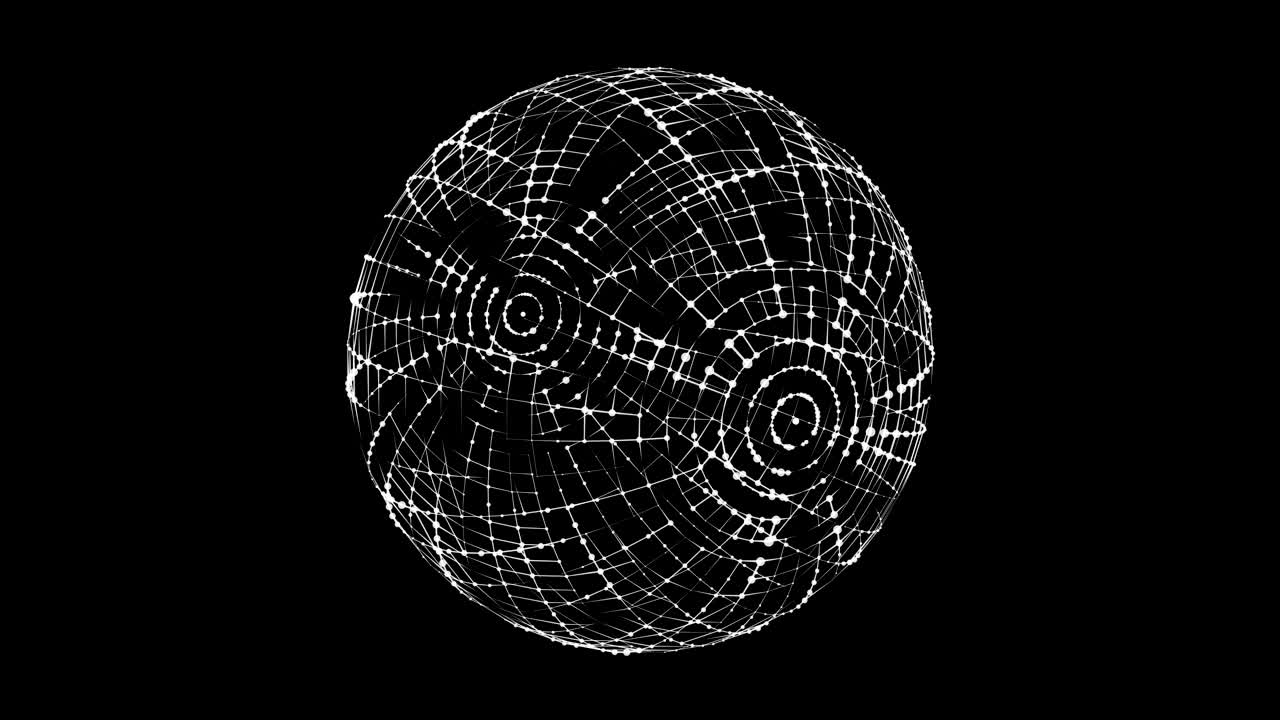 빅 데이터 시각화: 점과 선을 가진 wireframe mesh 구, 정보 분석, 시각 데이터, 인포그래픽 디자인, 과학 기술