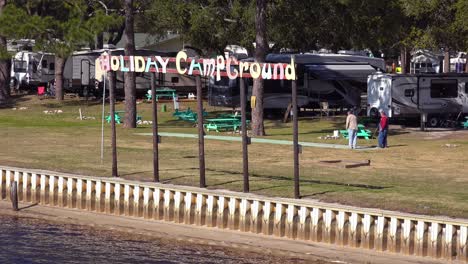 a retirement holiday camp for seniors offers shuffleboard and rv camping