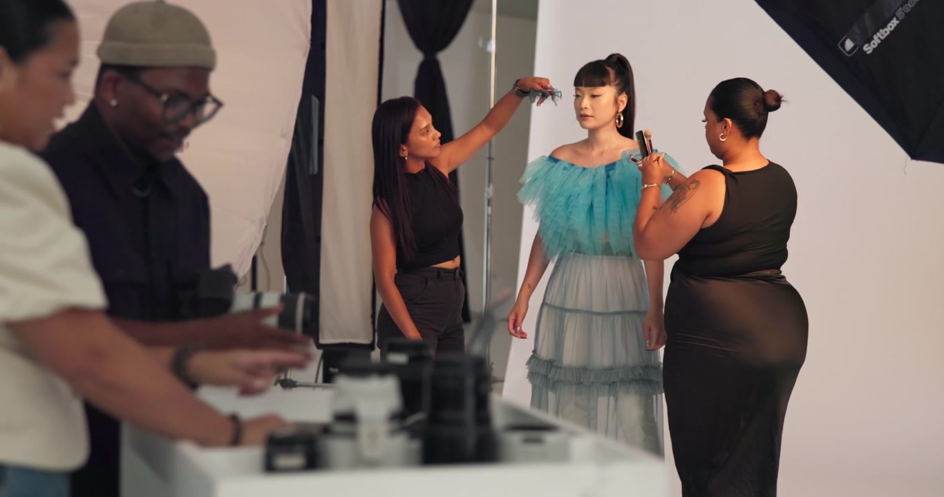 Professional Fashion Photoshoot with Model and Creative Team in Studio