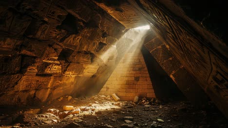 ancient egyptian cave ruins with sunlight