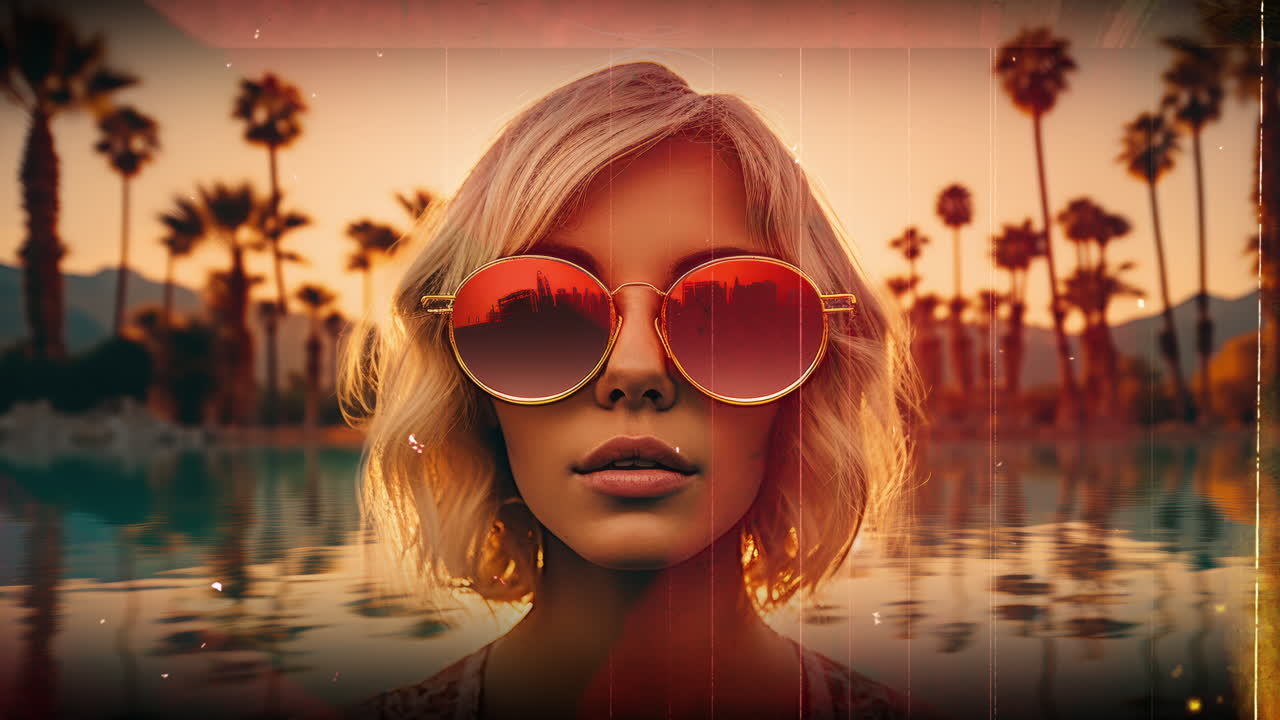 멋진 빈티지 선글라스가 ai로 만들어졌습니다.