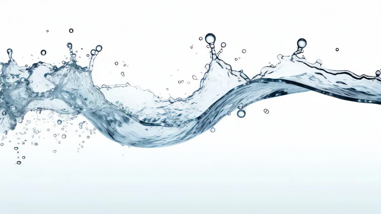 Dynamic splash of water captured in mid-air from a side angle, showcasing fluid motion