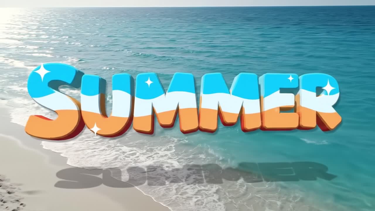 Enjoy a serene beach atmosphere with soft waves lapping at the shore under sunny skies. Experience the peace and beauty of summer by the ocean.