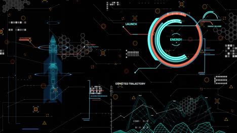 animation of digital data processing and scan scoping over black background