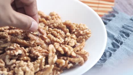 walnuts in a white bowl