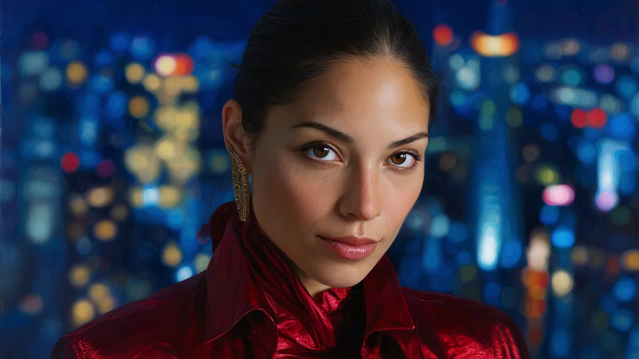 Portrait of a Brunette Woman with Earrings