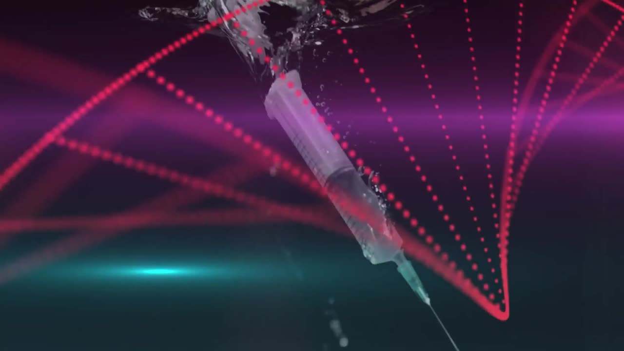 animación de una cadena de adn giratoria sobre la jeringa