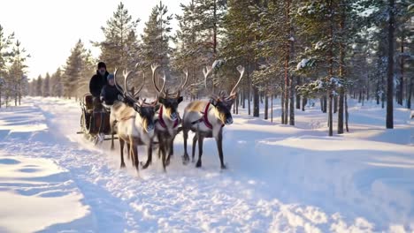 experience the magic of a winter sleigh ride through snowy forests with reindeer, bringing joy and adventure in a beautiful, frozen wonderland