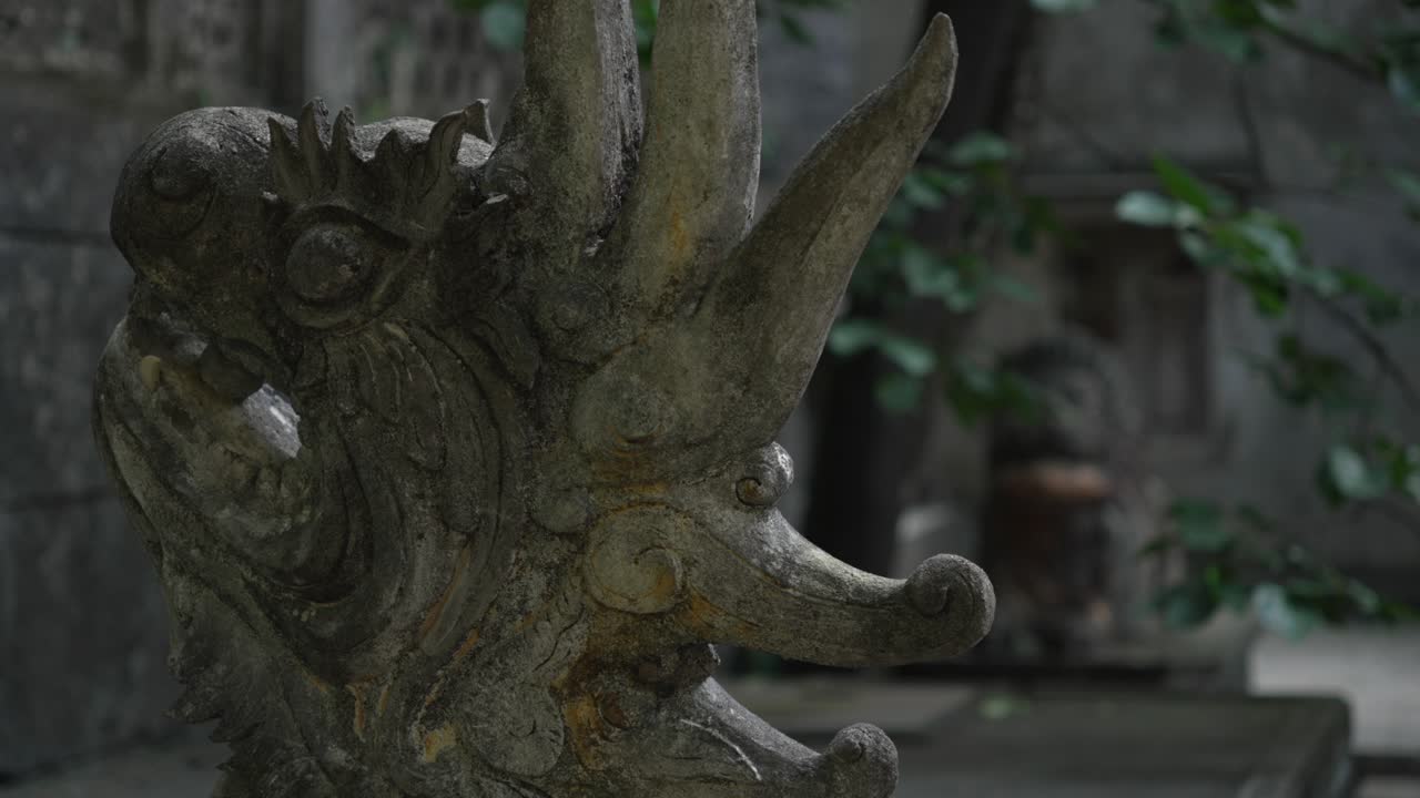 Stone statues in a garden