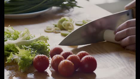 preparing a salad with vegetables