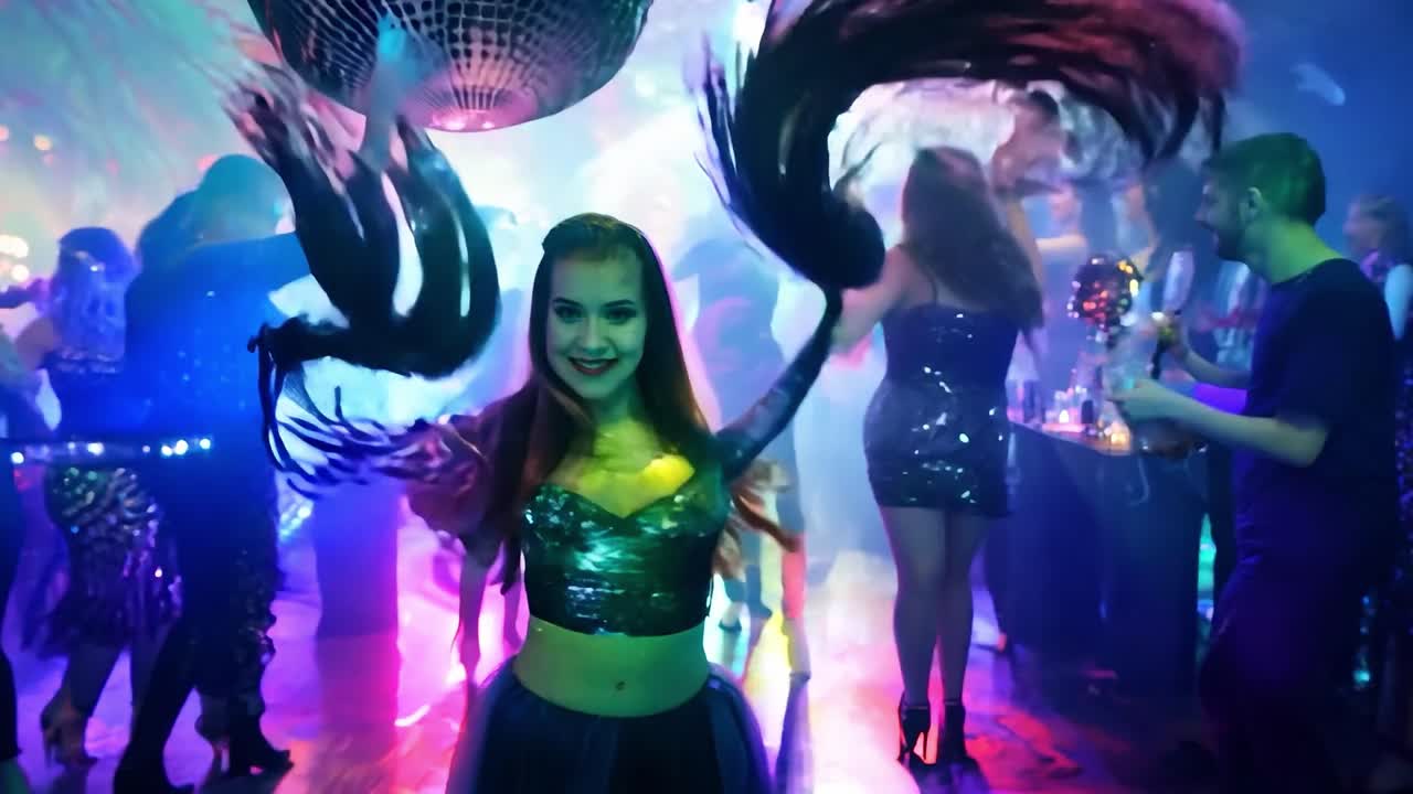 Gente bailando en una fiesta disco