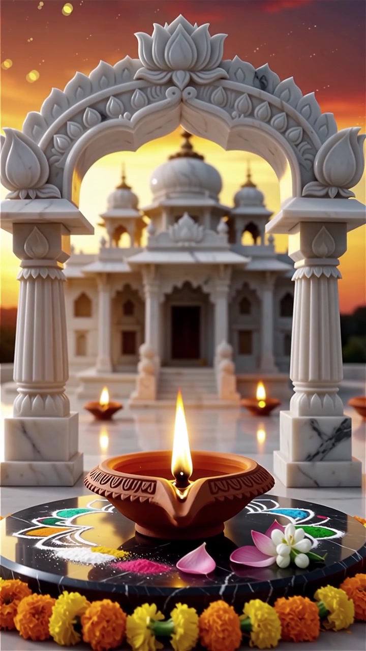 Sfondo del Festival Diwali con lanterne e decorazioni tradizionali Diyas.