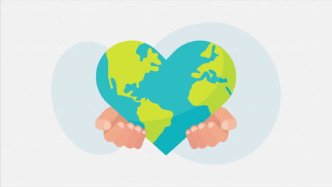 hands lifting heart world planet animation