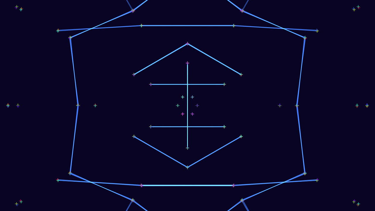 검정 그라데이션에 네온 선이 있는 디지털 기하학적 모양