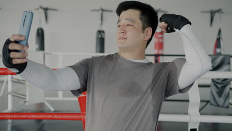 man taking a selfie after a boxing workout