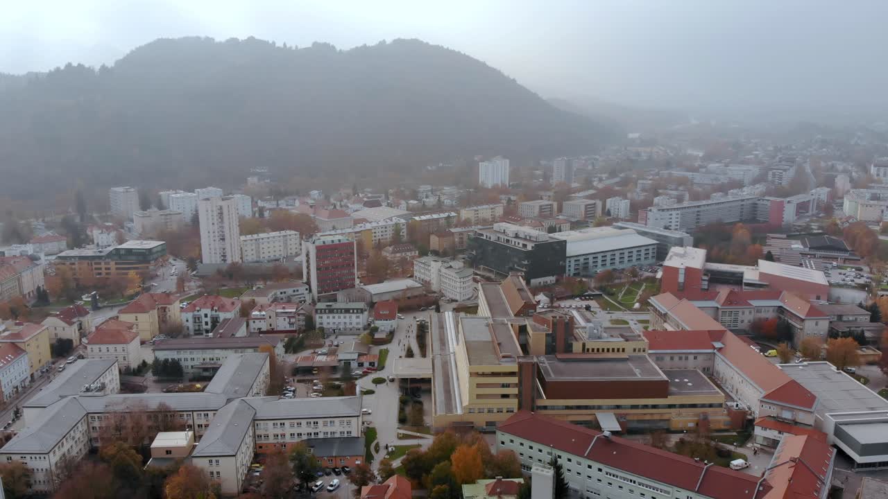 Urbanized residential infrastructure of Celje Slovenia aerial