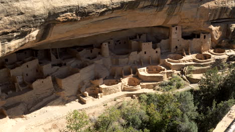 cliff palace ancestral pueblo dwelling ruins in canyon at mesa verde