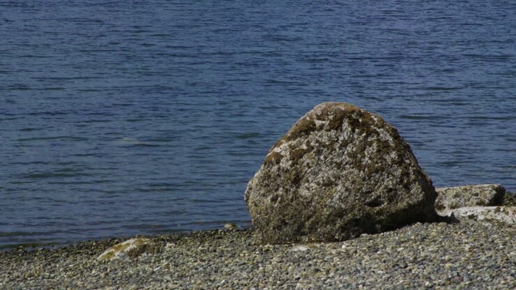 Camano Island State Park, WA State beach with rocks and boulder