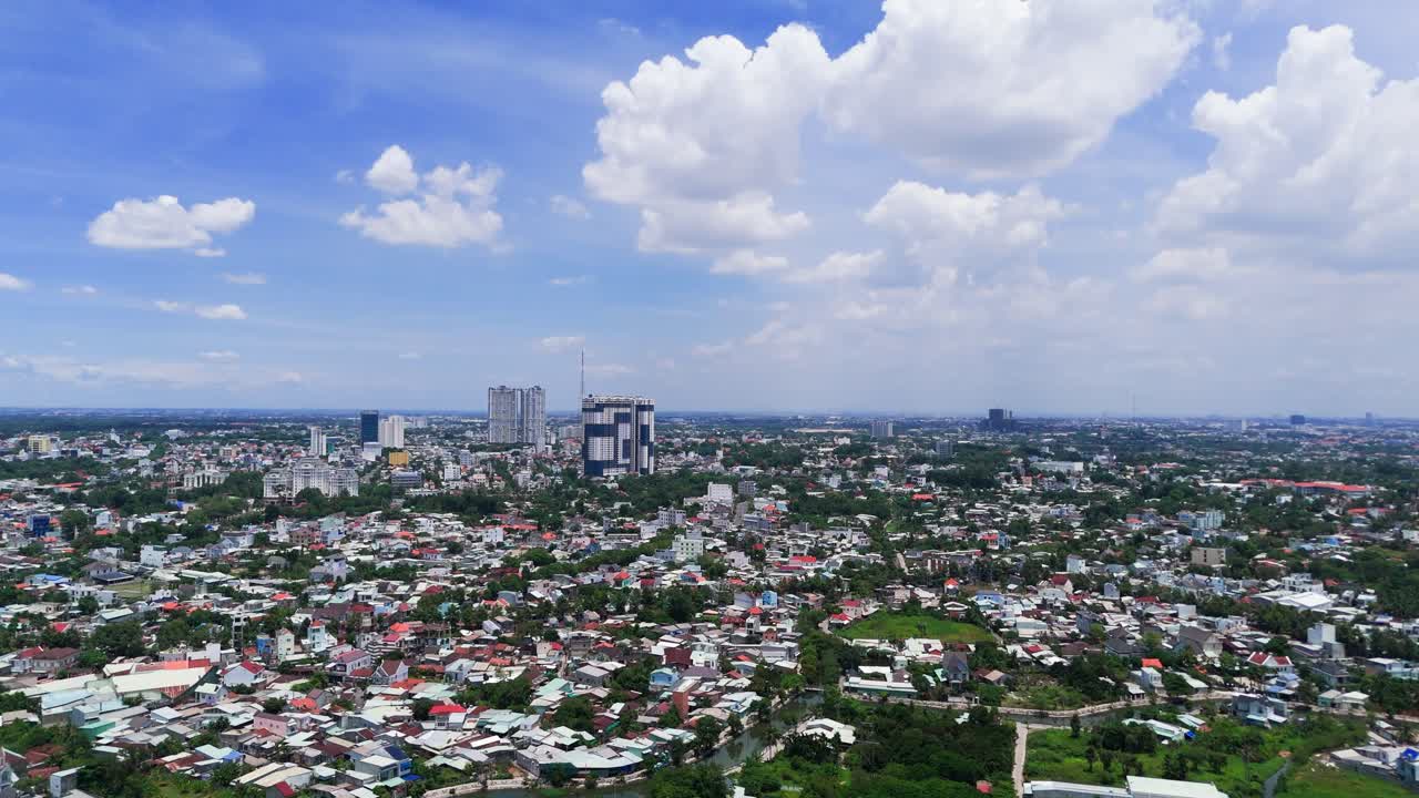 Aerial View Dolly of Thuan An in Binh Duong.