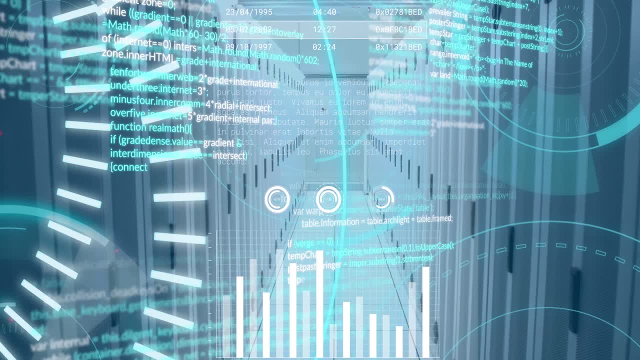 컴퓨터 서버를 통해 금융 데이터 처리의 애니메이션