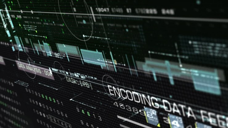 Futuristic holographic simulation of artificial neural networks intelligence performing Data Sequence Analysis head up display background