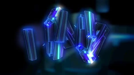 animation of glowing metallic block spinning over digital screens