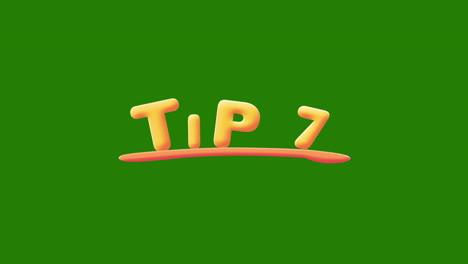 tip 7 wobbly gold yellow text animation pop up effect on a green screen - chroma key