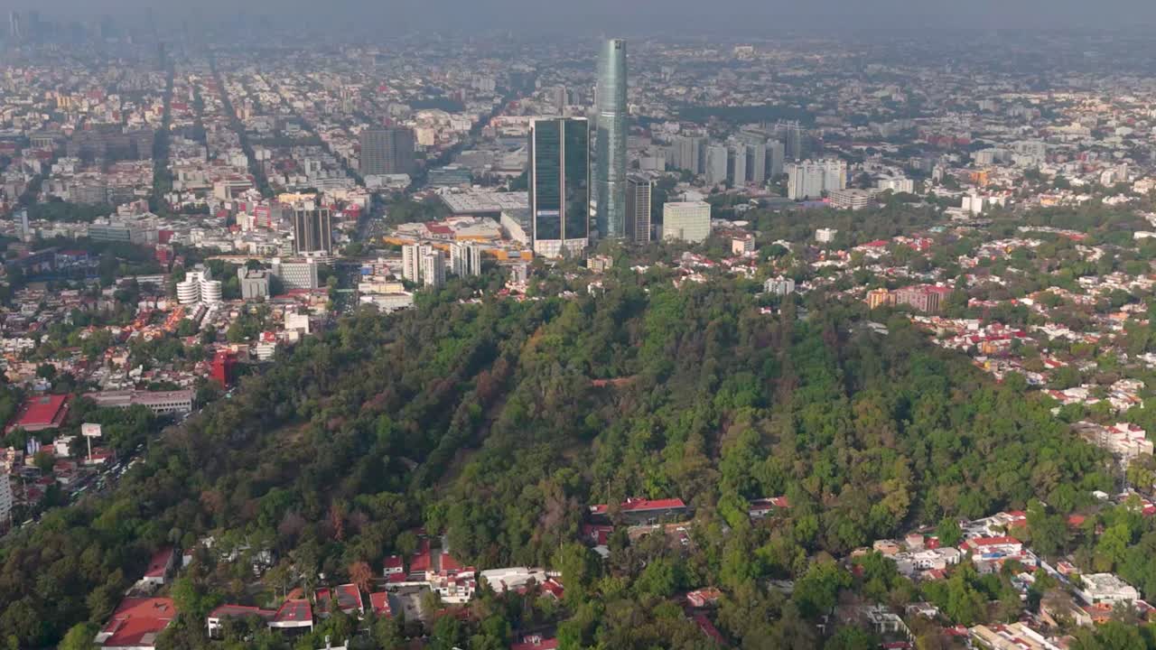 Aerial view of Mitikah Tower in Coyoacan, tallest skyscraper in Mexico City